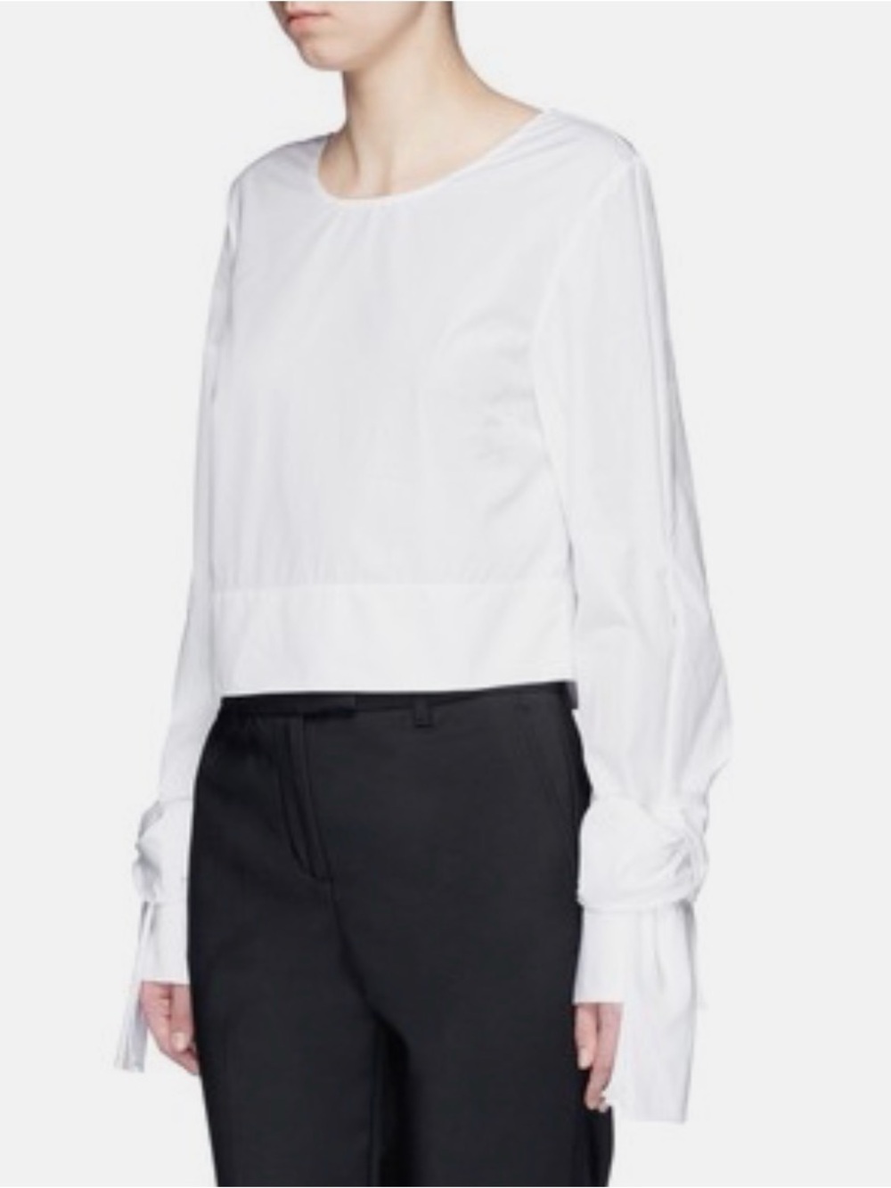 3.1 Phillip Lim White Long-Sleeve Blouse with Tie Cuffs